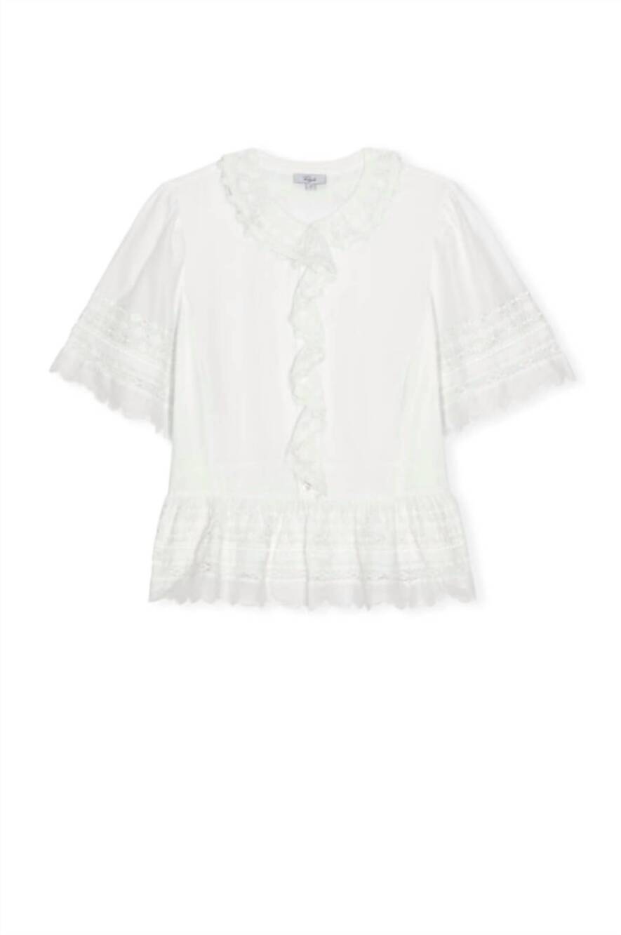 NEW RAILS women's keeta ruffled peter pan collar top in white